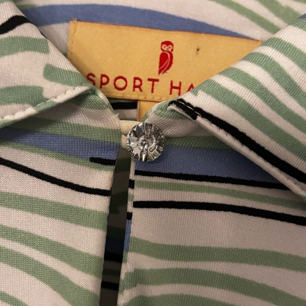 Sport Haley Striped Sleeveless Golf Polo Tank Top - Blue and Green - size xl - Picture 2 of 5